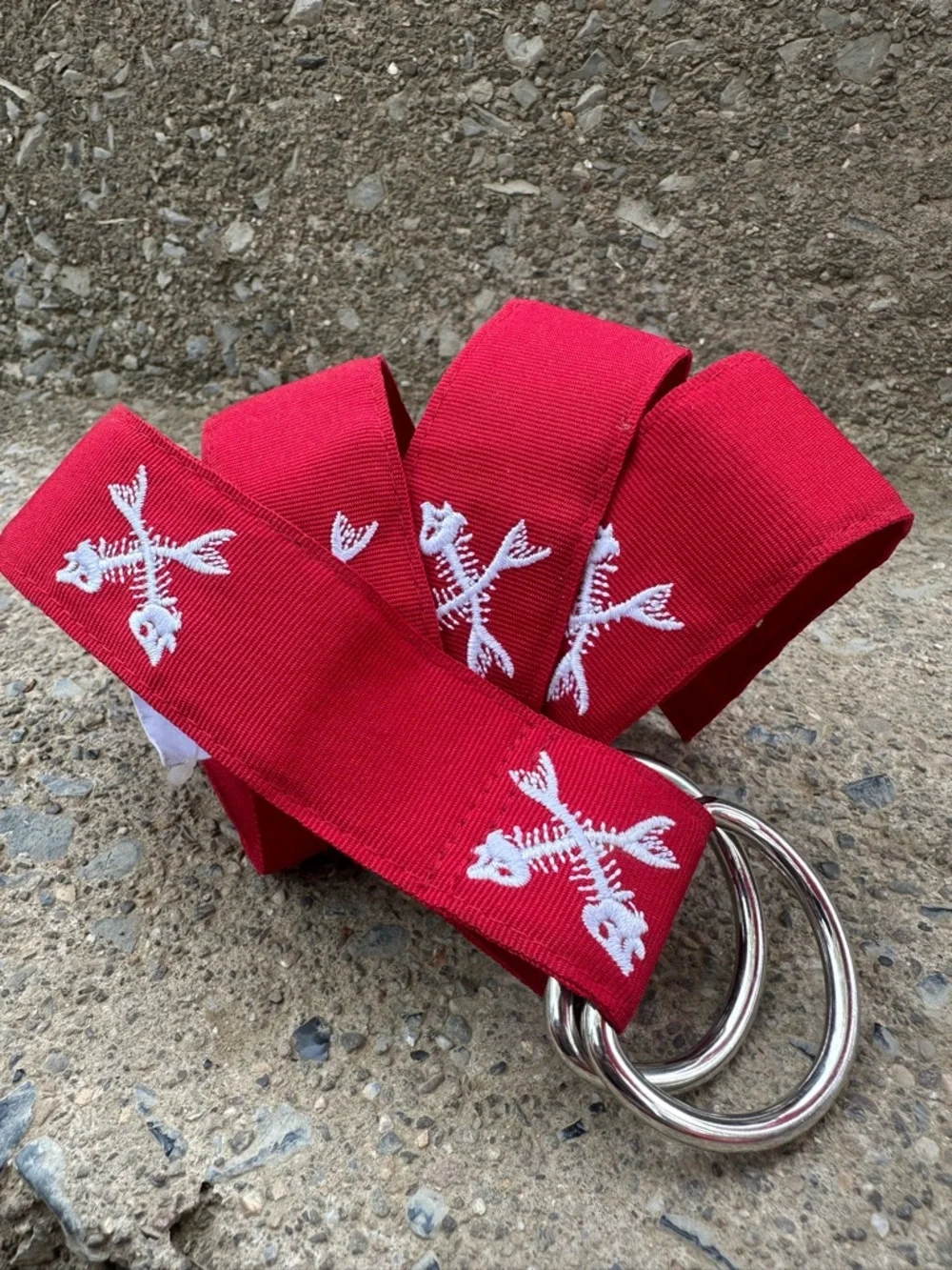 Vineyard Vines Red Fishbone D Ring Belt Canvas Preppy Coastal Mens M